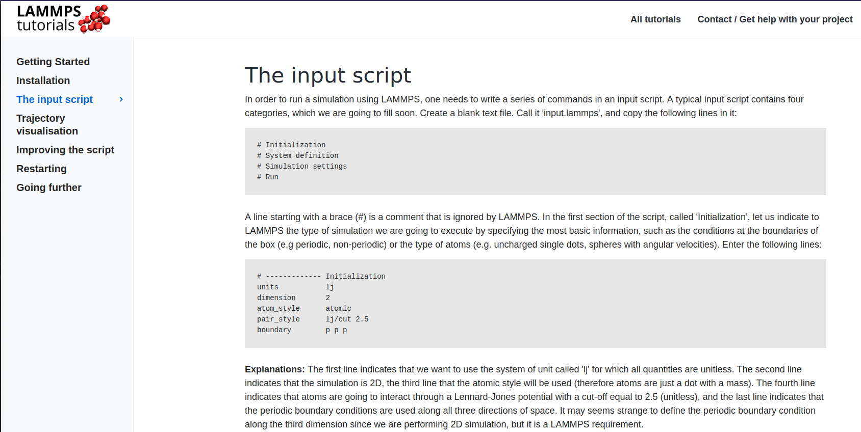 Getting started with LAMMPS