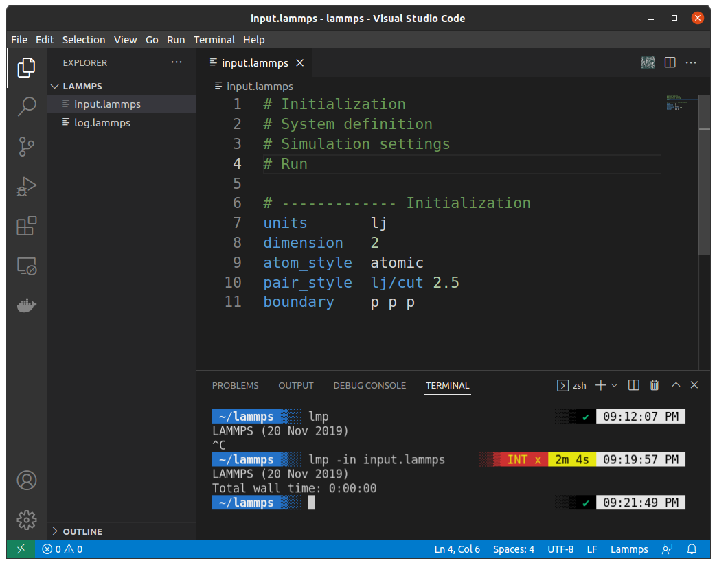 Getting started with LAMMPS